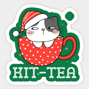 Christmas Cat Santa Kit Tea Sticker